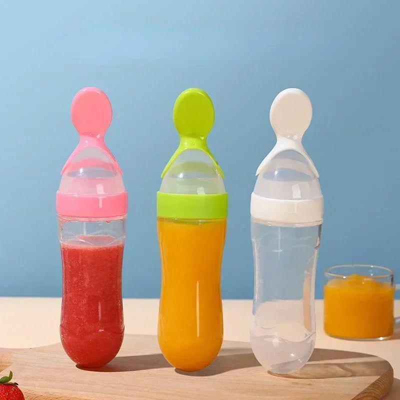 Silicone Baby Bottle with Spoon
