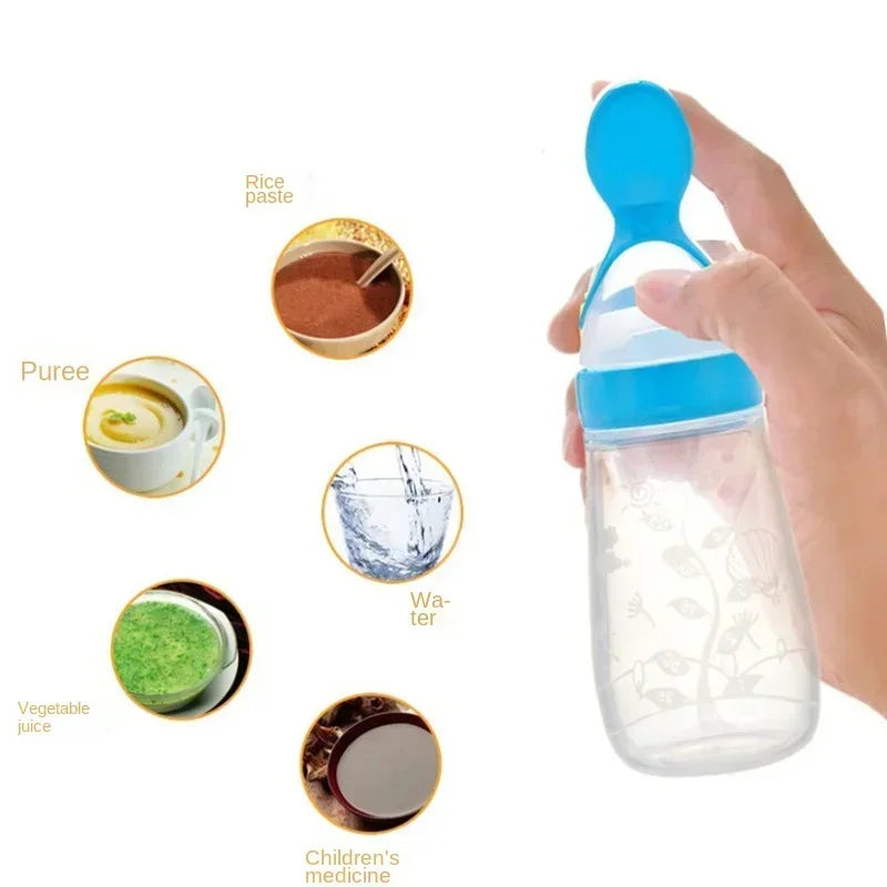 Silicone Baby Bottle with Spoon