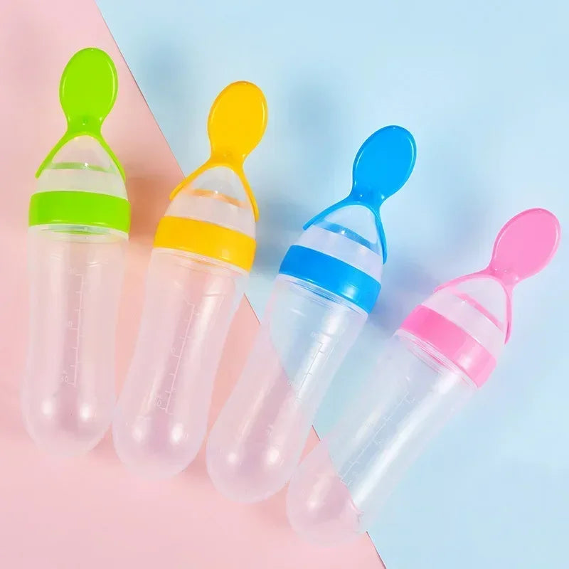 Silicone Baby Bottle with Spoon