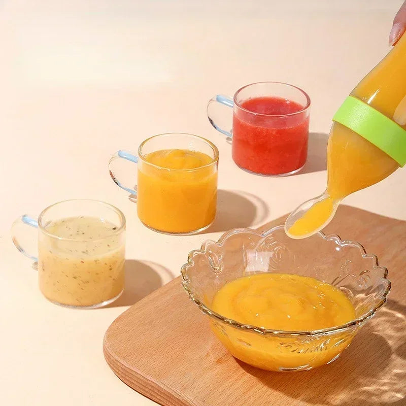 Silicone Baby Bottle with Spoon