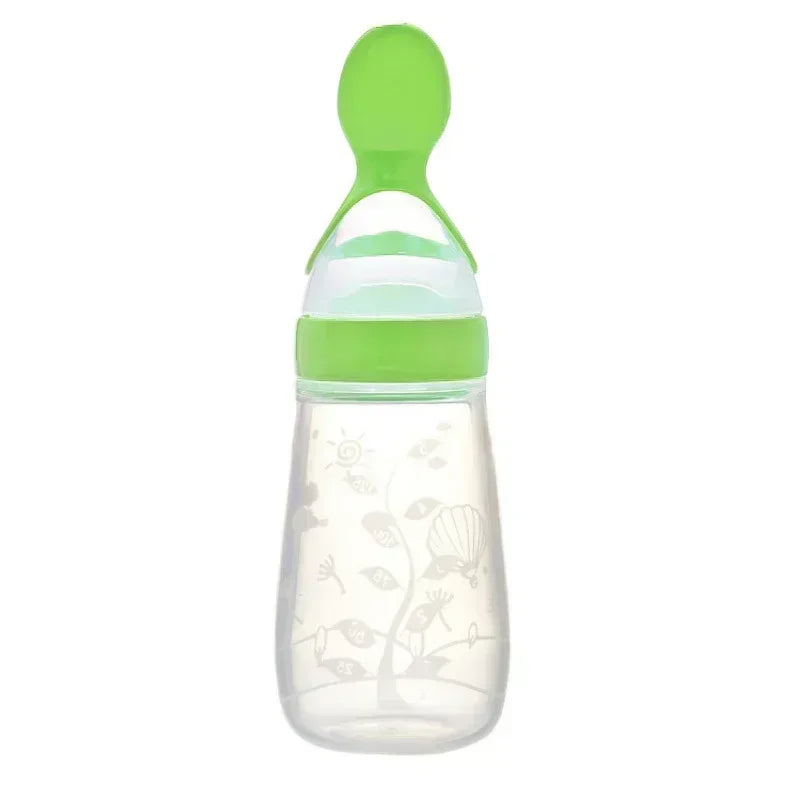 Silicone Baby Bottle with Spoon