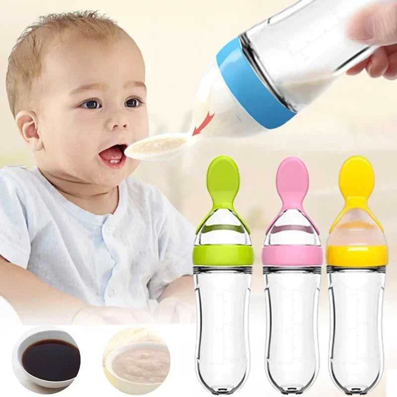 Silicone Baby Bottle with Spoon