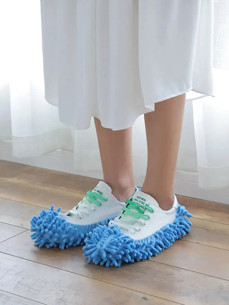 2 Pieces Of Chenille Mop Slippers Dust Removal Foot Socks