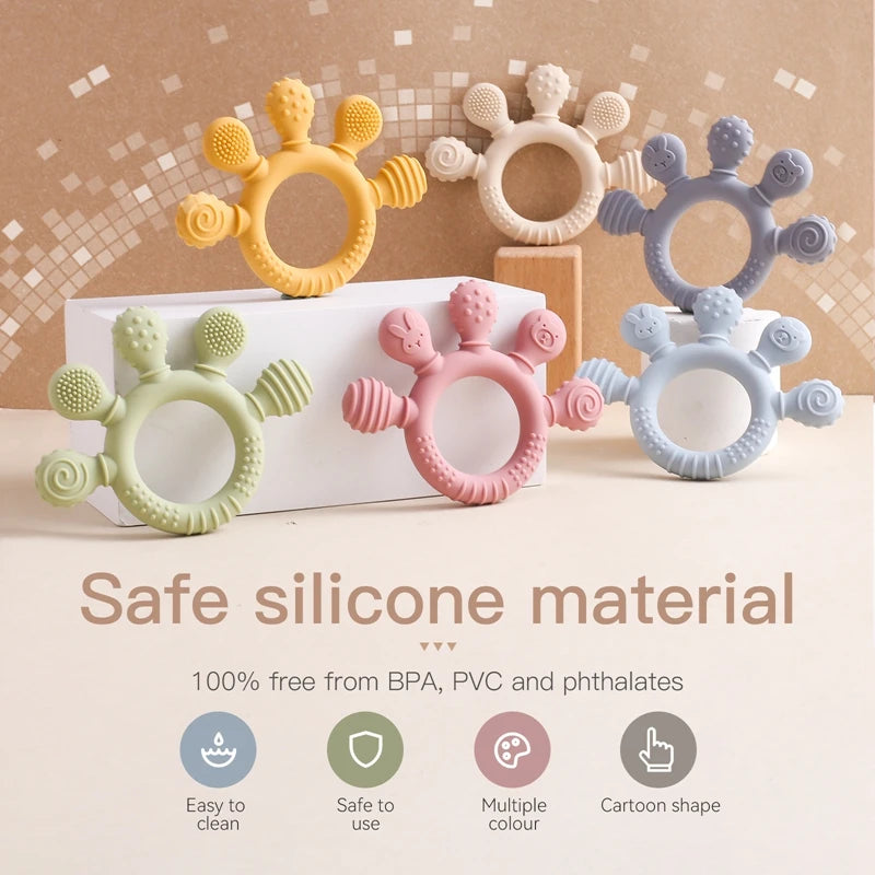 Silicone Teether,Teething Ring Sensory Toys for Toddlers