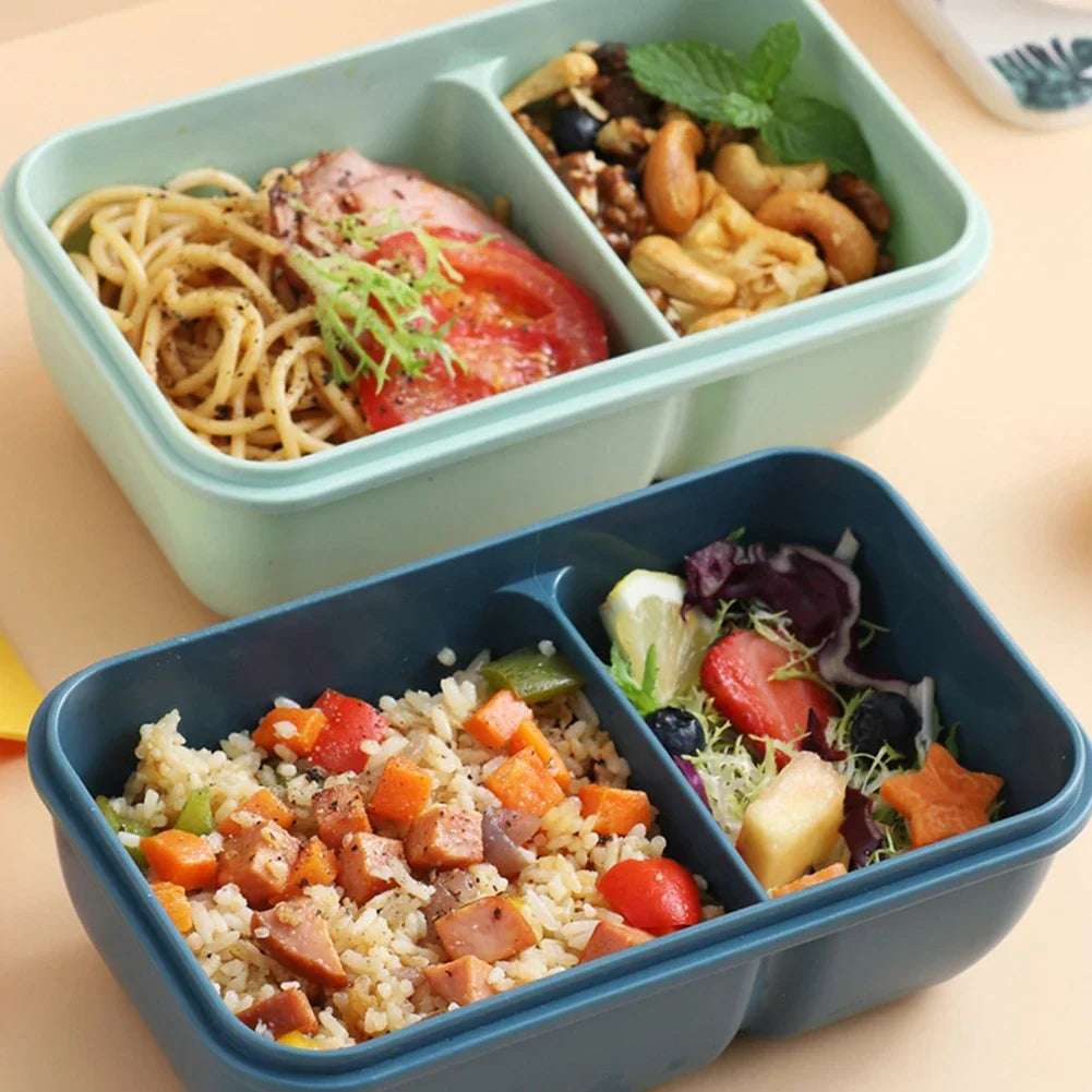 850ML Microwave Lunch Box with Spoon Chopsticks Dinnerware Food Storage Container Children Kid School Office Microwave Bento Box