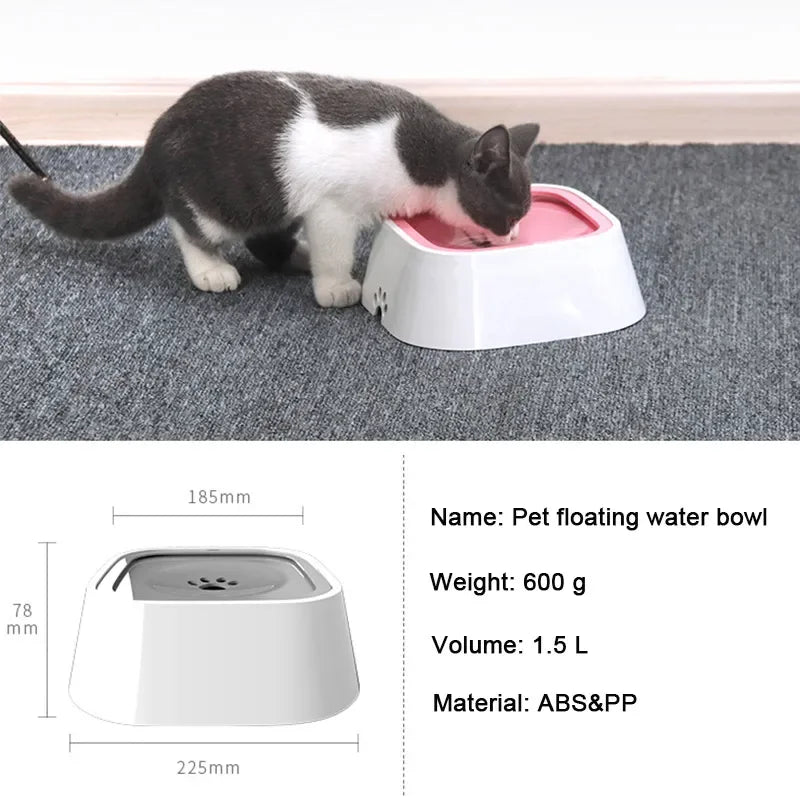 1.5L Dog Drinking Water Bowls Floating Non-Wetting Mouth