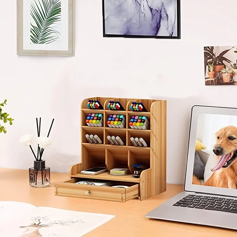 Wooden Desk Organizer Multi-Functional