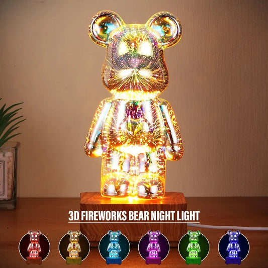 LED 3D Bear Firework Night Light